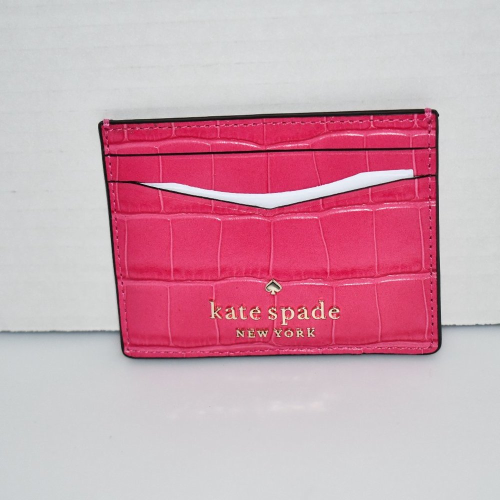 Kate Spade  Staci SMALL Slim Card Holder in Festive Pink #KA189 NWT